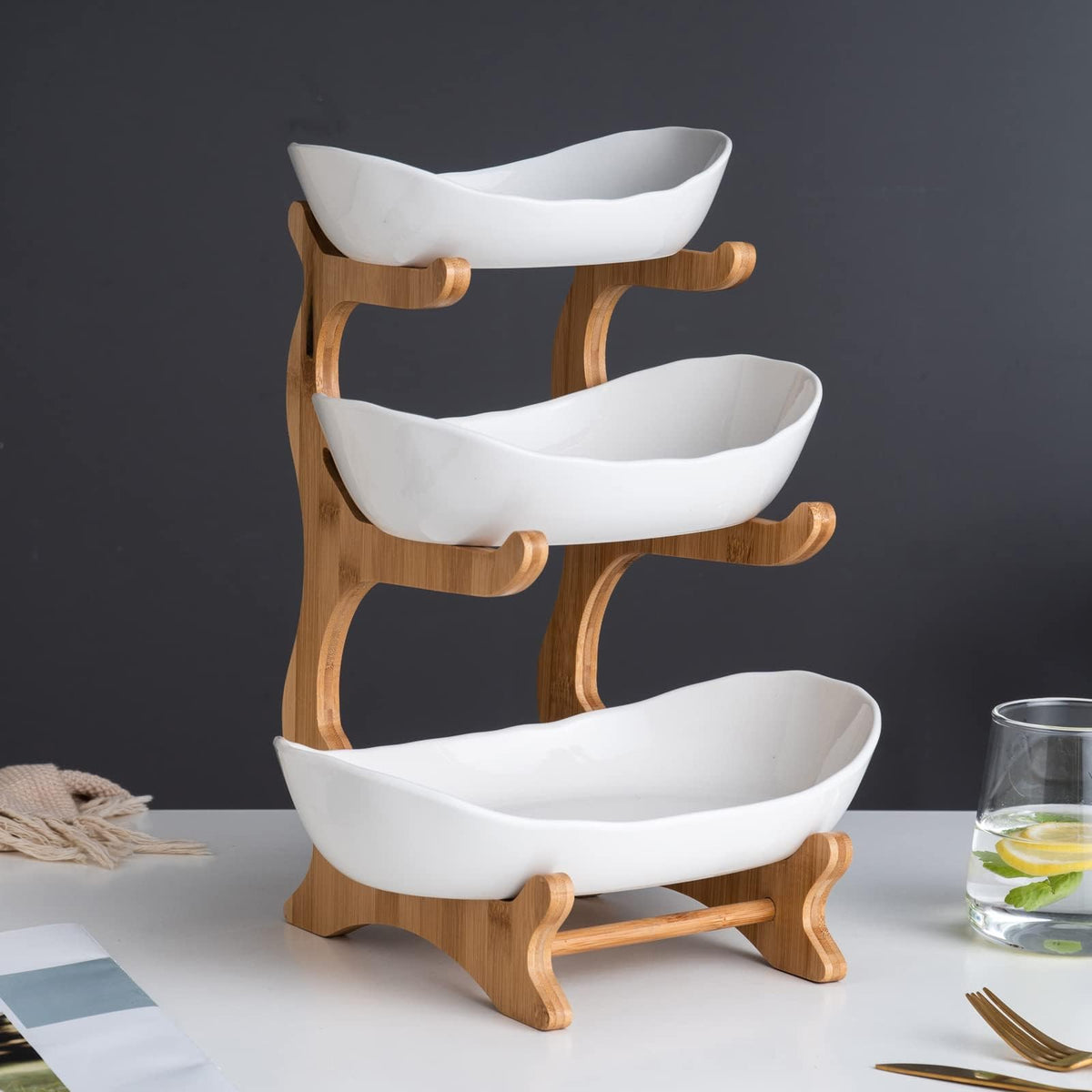 3 Tier White Ceramic Fruit Basket M264297