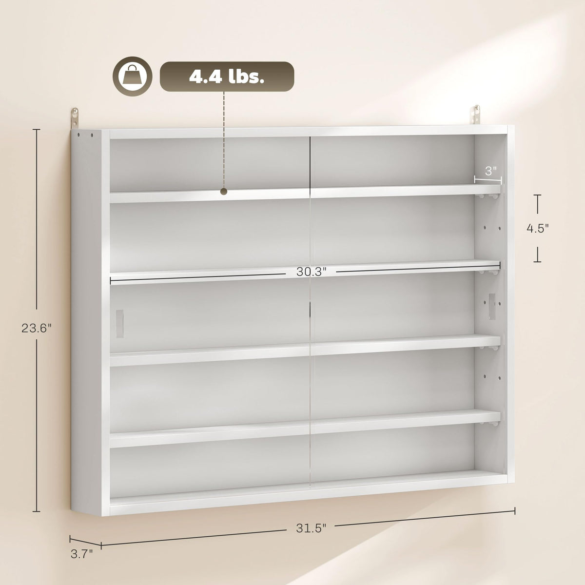 5-Tier Wall Mounted Display Cabinet with Glass Doors White A15759