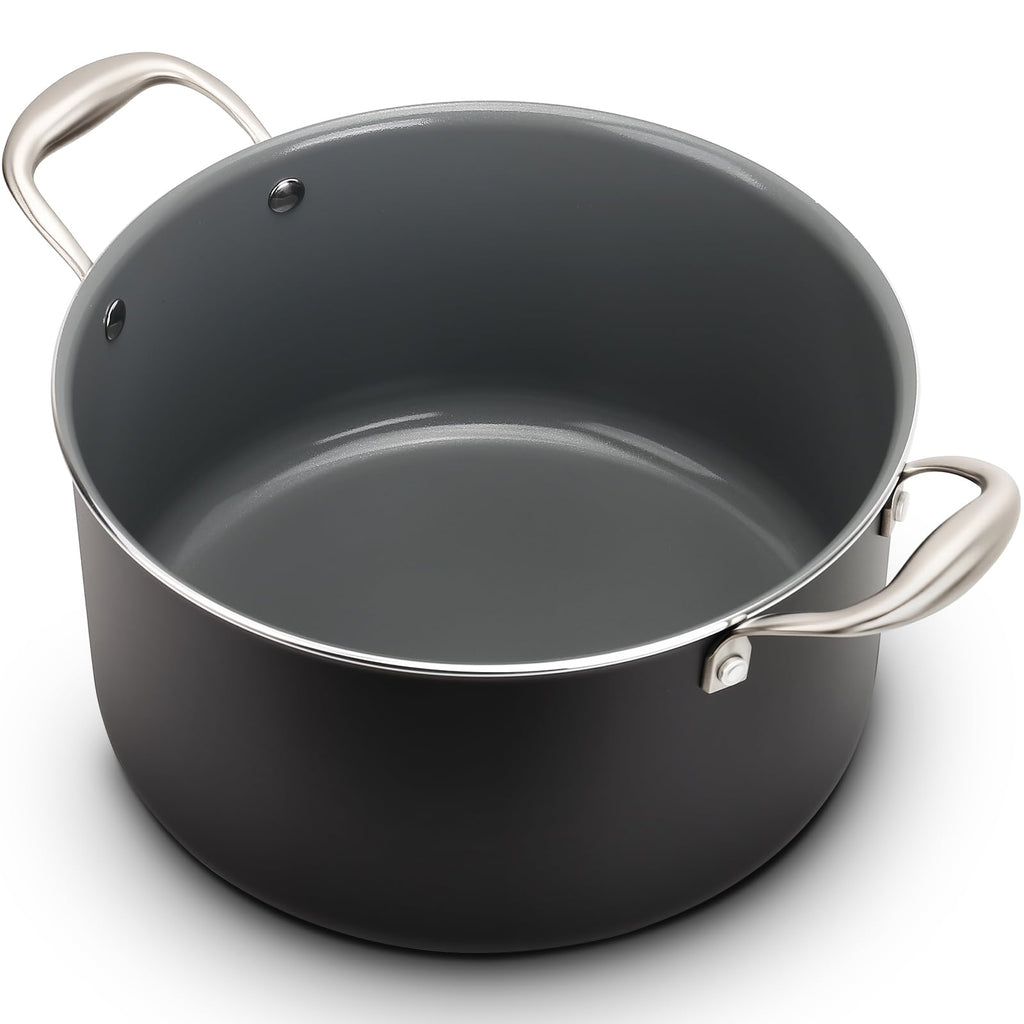 16QT Nonstick Ceramic Stock Pot with Tempered Glass Lid O153732