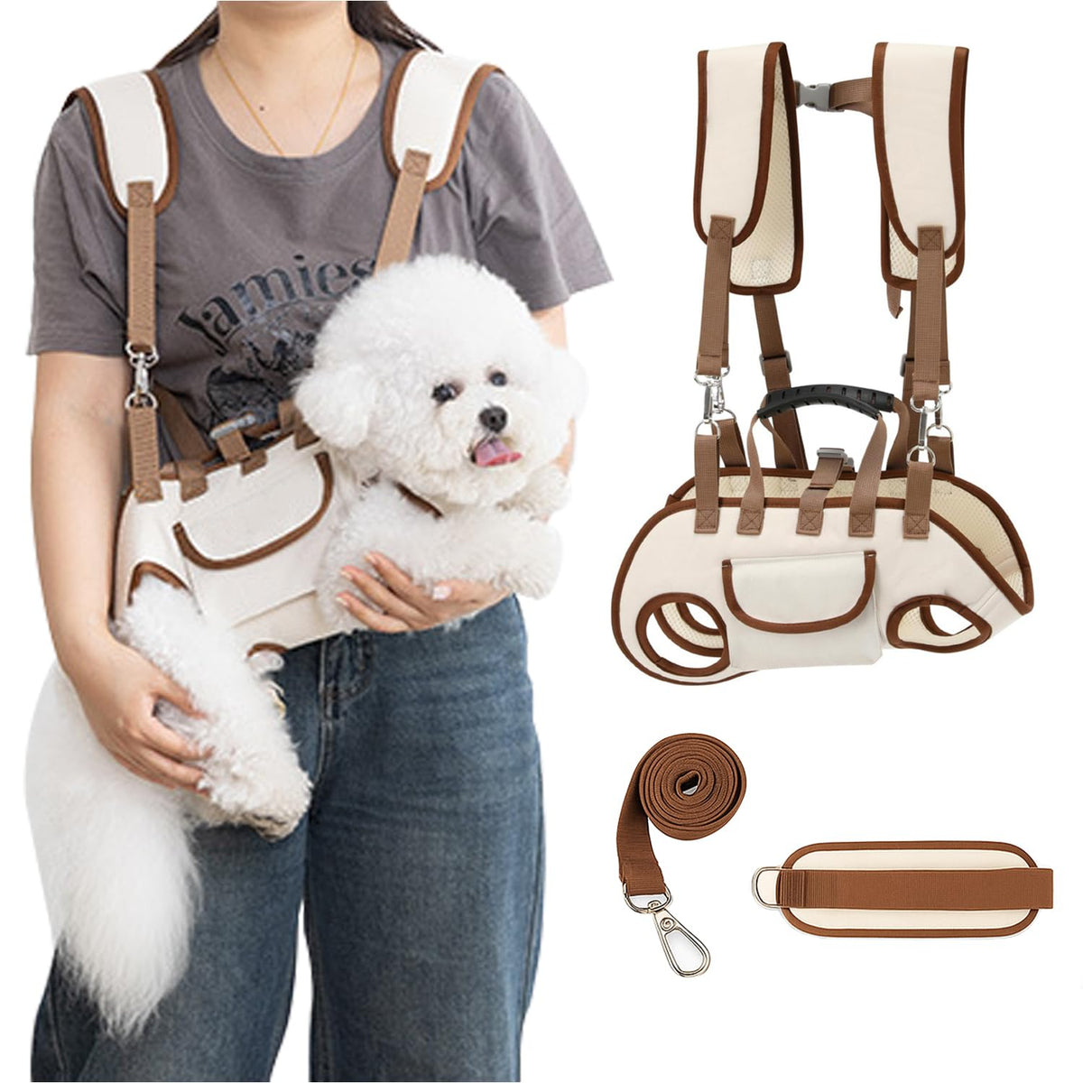 Breathable Detachable Dog Carrier Backpack with Adjustable Straps N626