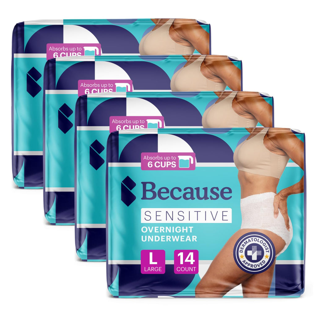 Adult Incontinence Underwear for Sensitive Skin, White Large, 56 Count T386464