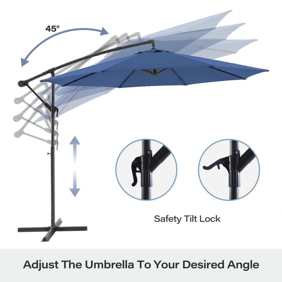10ft Navy Blue Offset Cantilever Patio Umbrella D7391