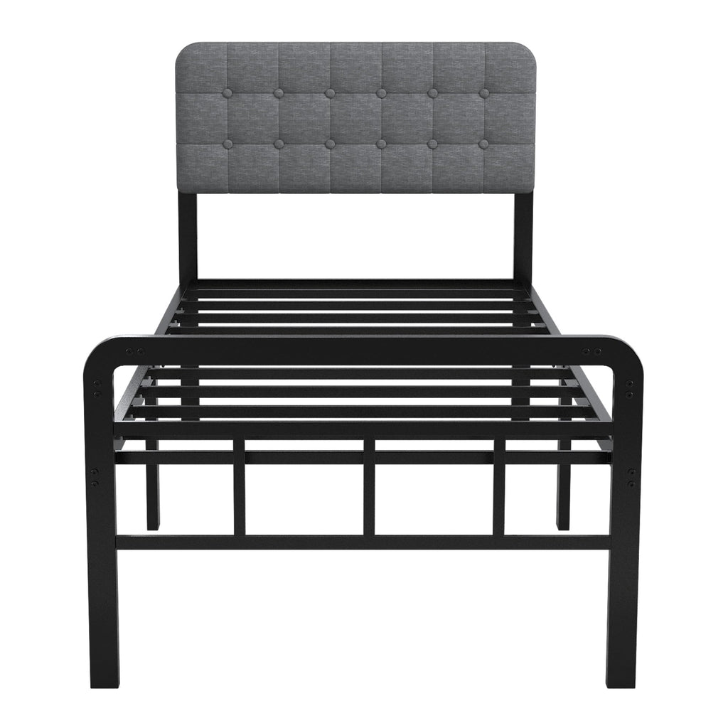 16 Inch Twin XL Upholstered Metal Bed Frame F76536