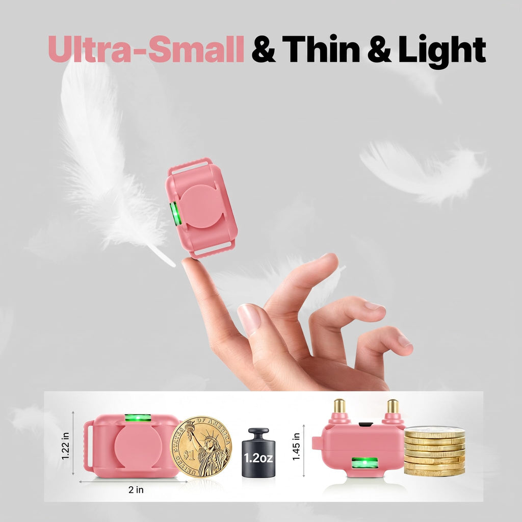 Small Dog Training Collar with Remote, Waterproof Rechargeable, Pink Z1505