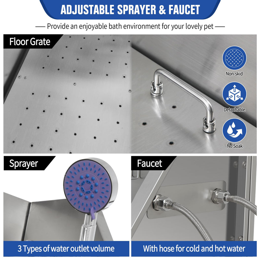 Stainless Steel Dog Washing Station with Stairs E779
