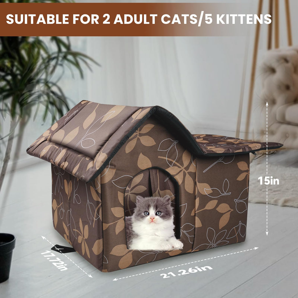 Weatherproof Collapsible Outdoor Cat House with Mat W90311
