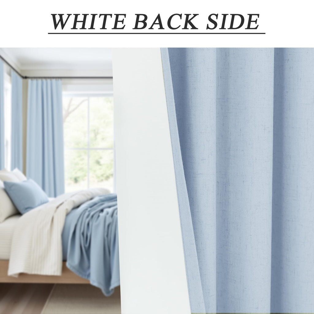 Light Blue Linen 108 Inch 2 Panel Curtain Set X258