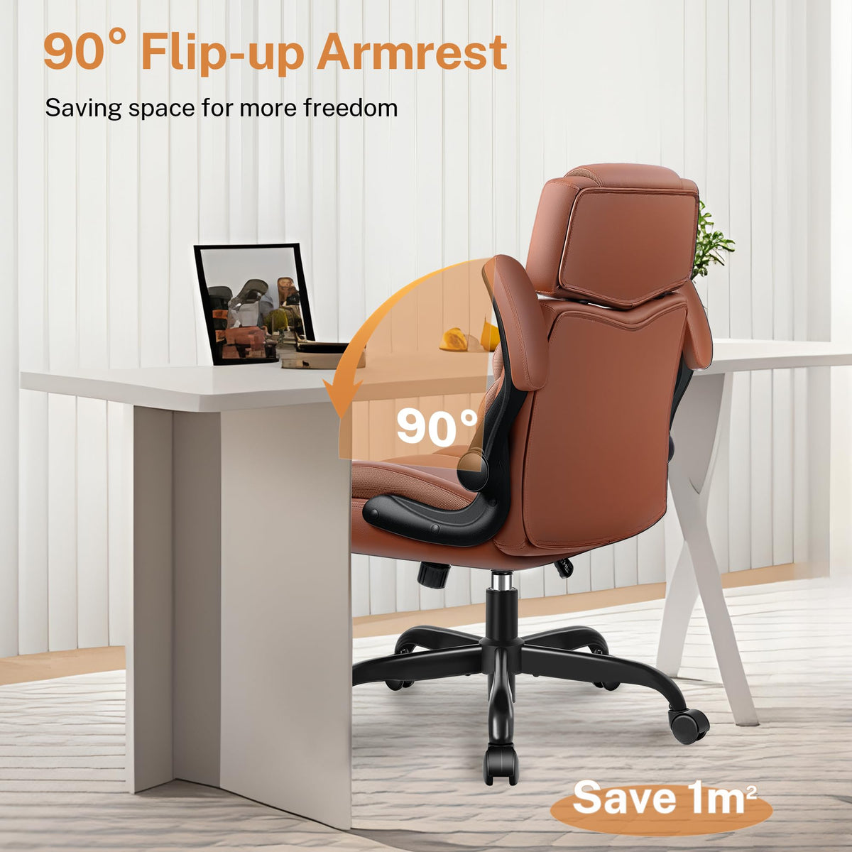 Leather Ergonomic Office Chair with Flip Up Arms E29702
