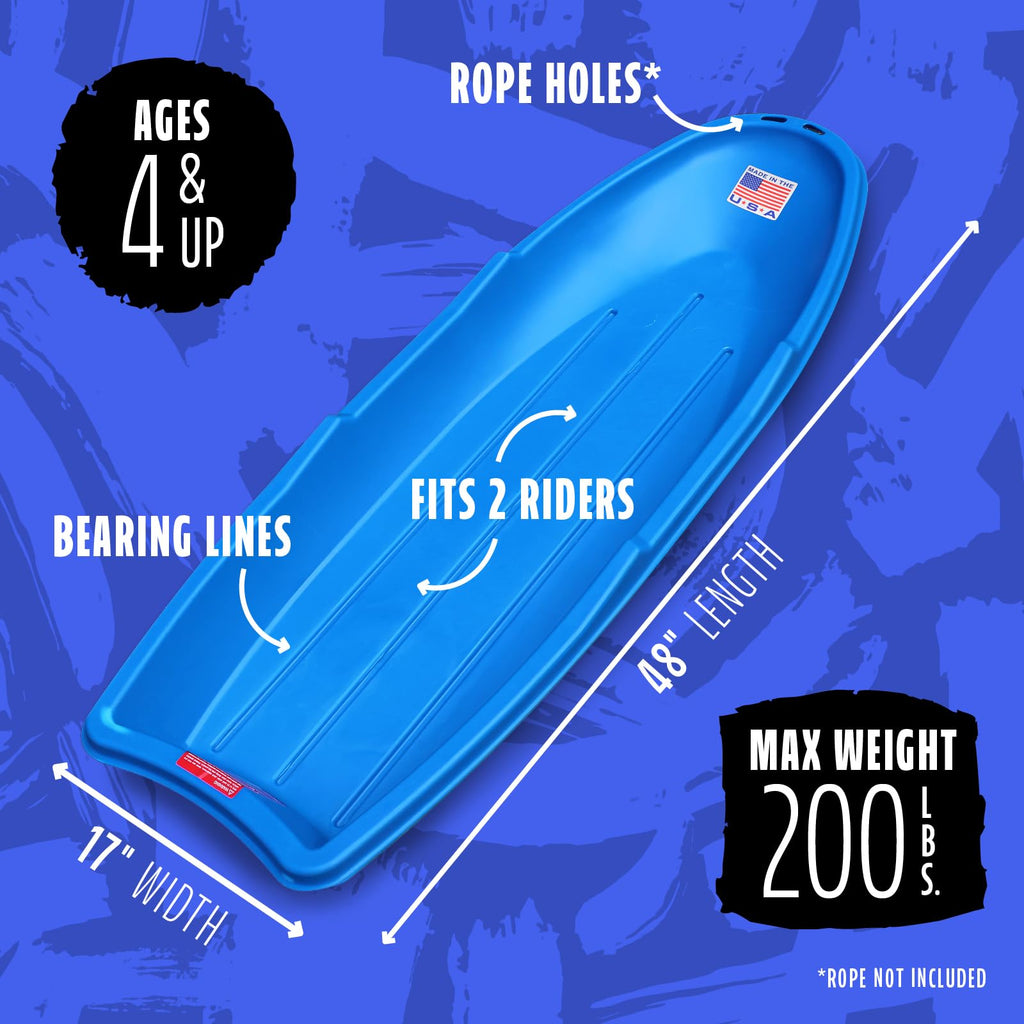 48 Inch Toboggan Style Plastic Snow Sled 3-Pack O648569
