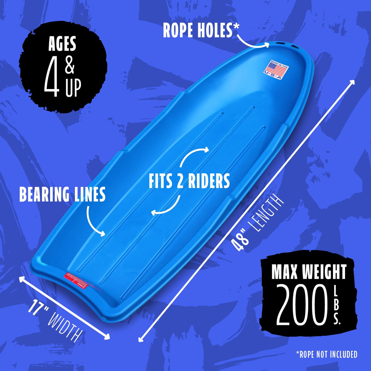 48 Inch Toboggan Style Plastic Snow Sled 3-Pack O648569