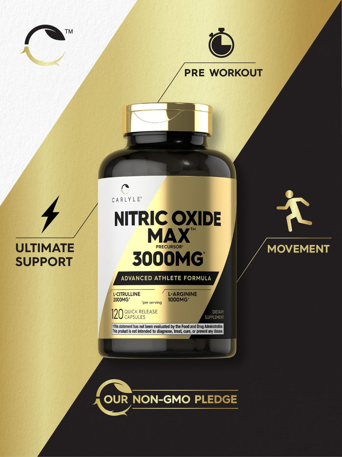 Nitric Oxide Supplement 3000mg 120 Capsules J53375