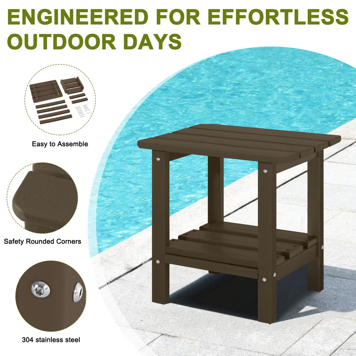 Set of 2 Dark Brown HDPE Storage Side Table L695