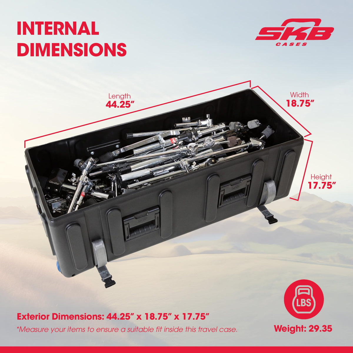 Large Drum Hardware Case with Handle & Wheels S2052