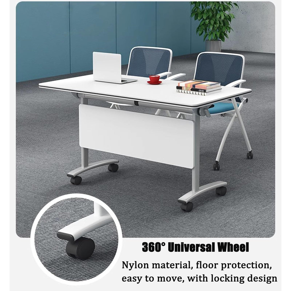 Folding Table with Locking Wheels L13623