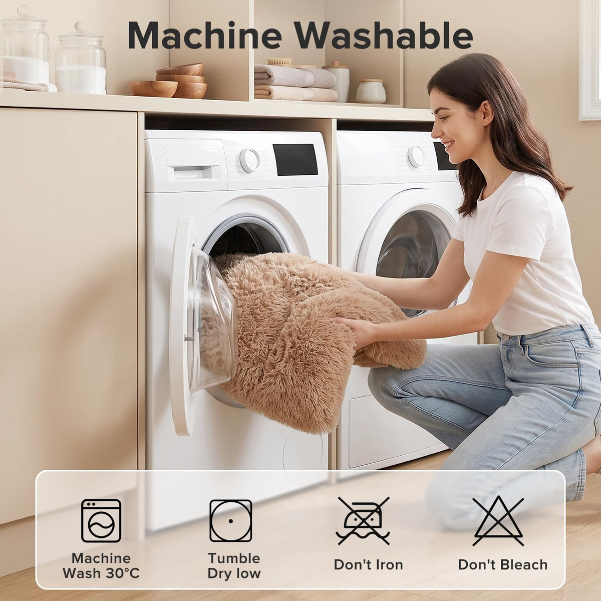 Large Washable Plush Dog Bed Crate Pad Y876