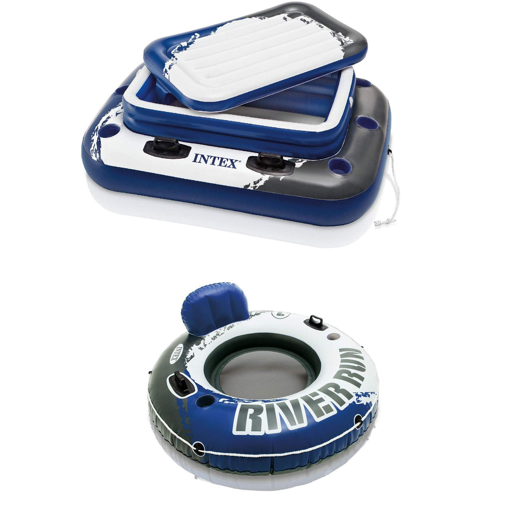 Inflatable 72 Can Cooler Float and 1 Person Floating Water Lounge Chair with Cupholders L829