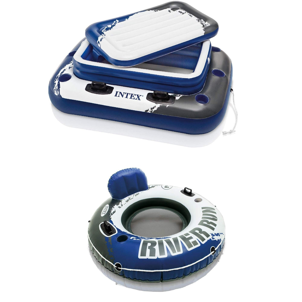 Inflatable 72 Can Cooler Float and 1 Person Floating Water Lounge Chair with Cupholders L829