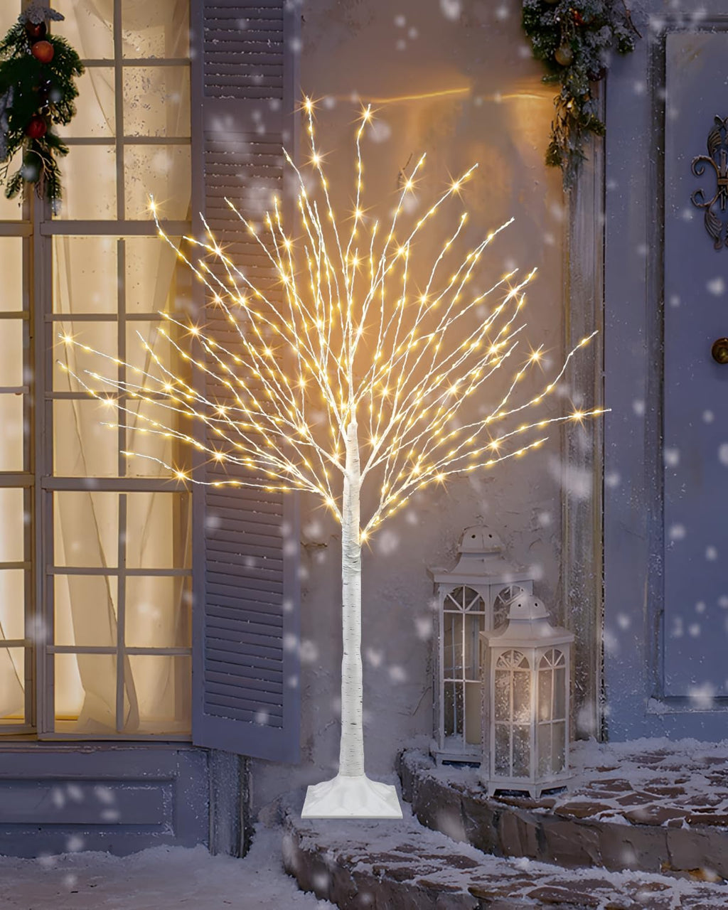 4 FT Lighted Artificial White Birch Tree with 432 LED Timer Q103