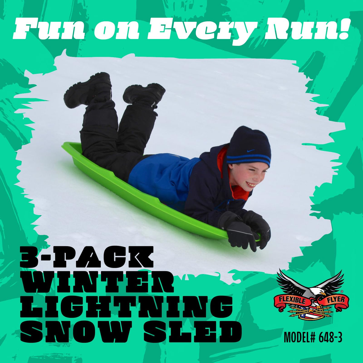 48 Inch Toboggan Style Plastic Snow Sled 3-Pack O648569