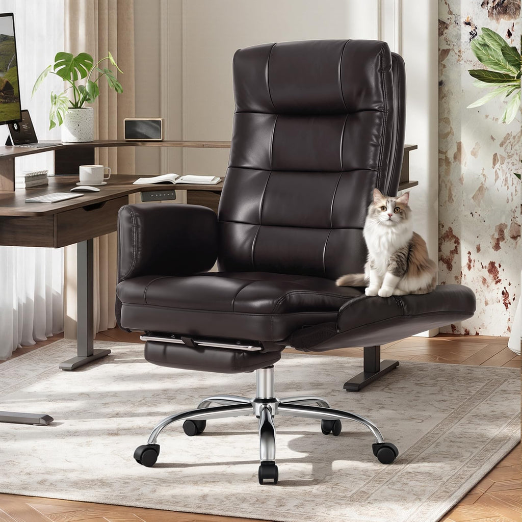 Big and Tall Ergonomic Office Chair with Foot Rest, Brown U3631