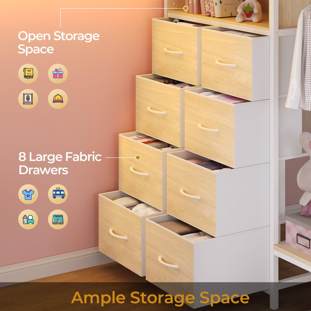 Full Over Twin Bunk Bed with 8 Storage Drawers D48150