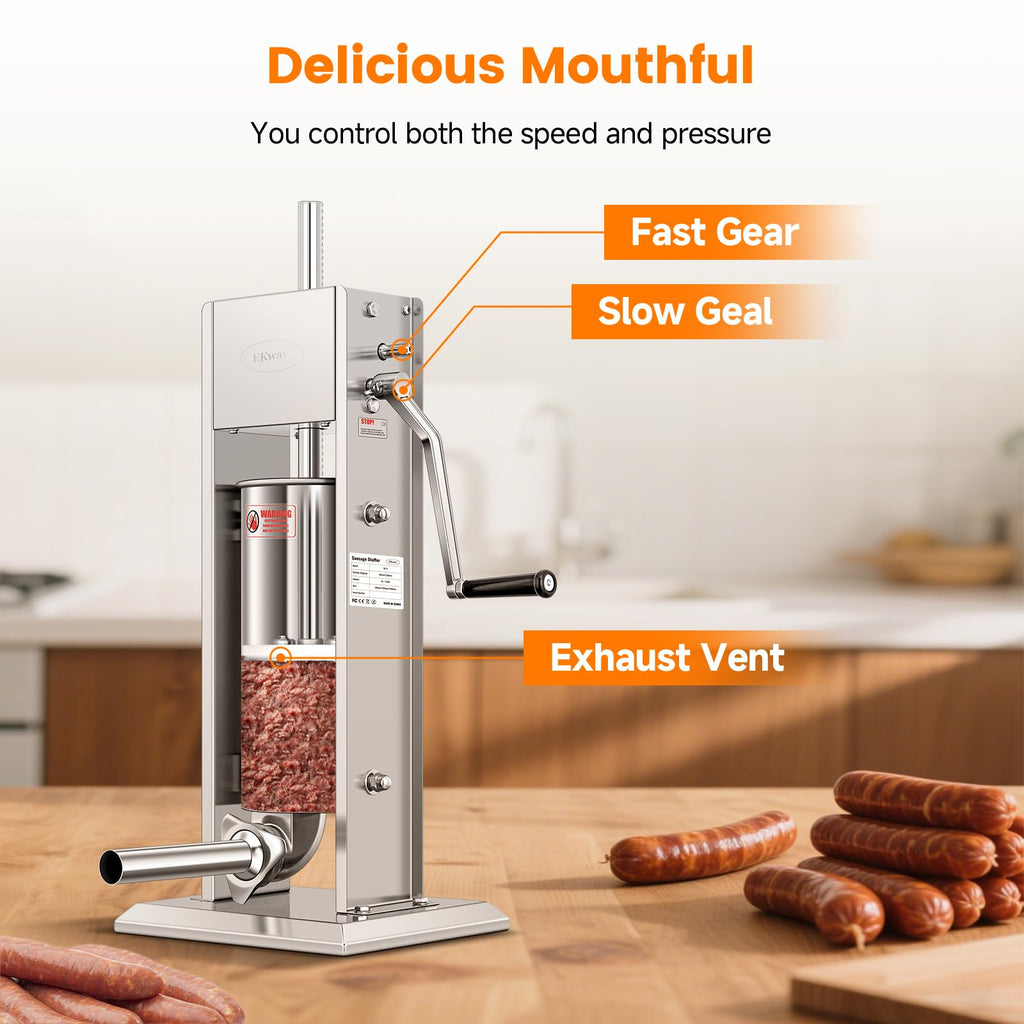 7L Vertical Stainless Steel Sausage Stuffer with 5 Filling Tubes A8877