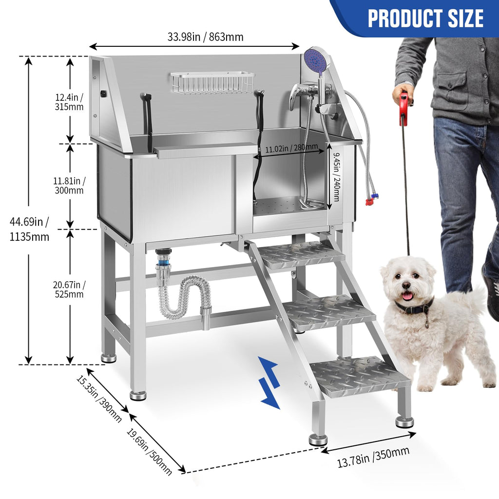 Stainless Steel Dog Washing Station with Stairs E779
