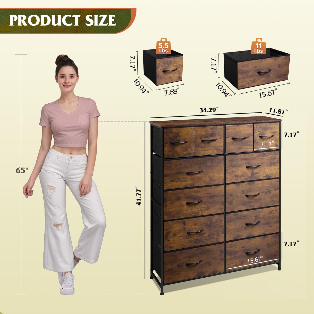 12 Drawer Fabric Dresser Storage Chest M752