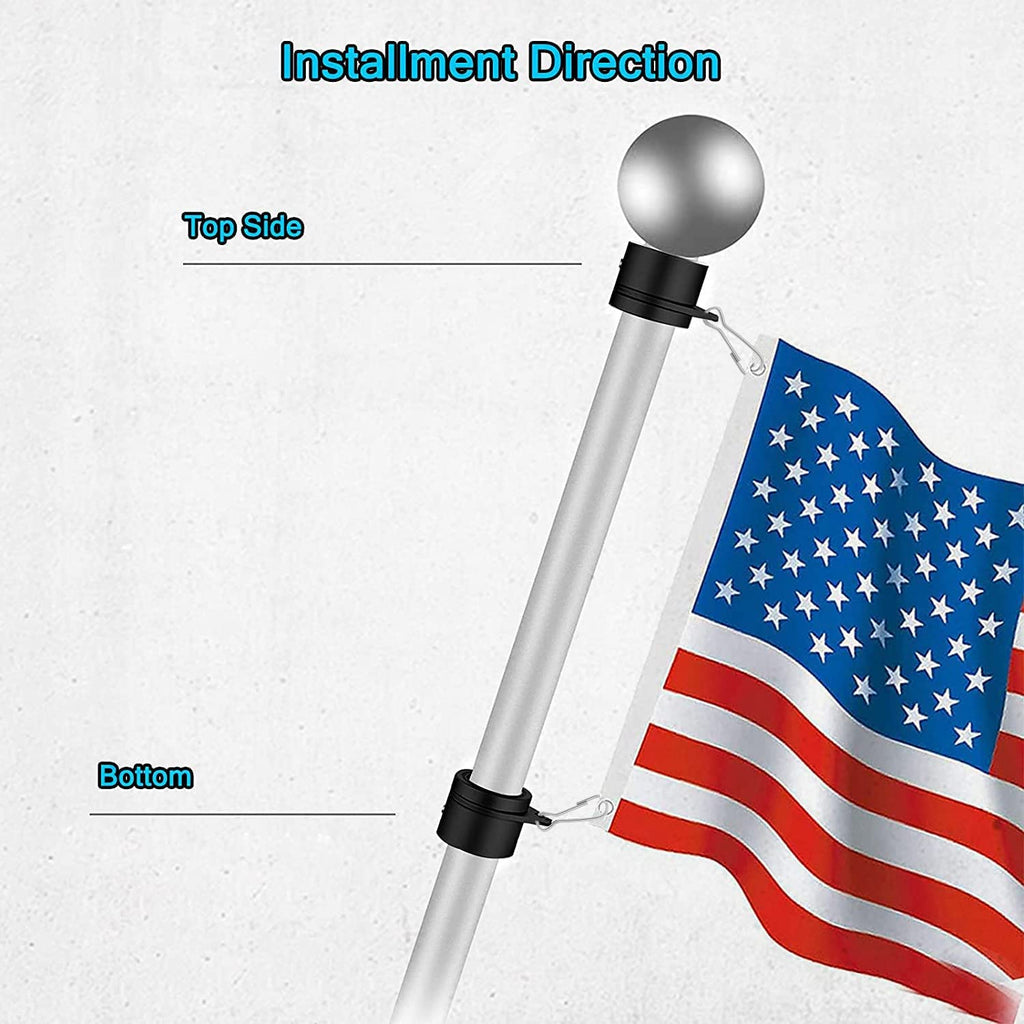 Aluminum Alloy 360° Rotating Flag Pole Rings with Carabiner, Pack of 2 R49342