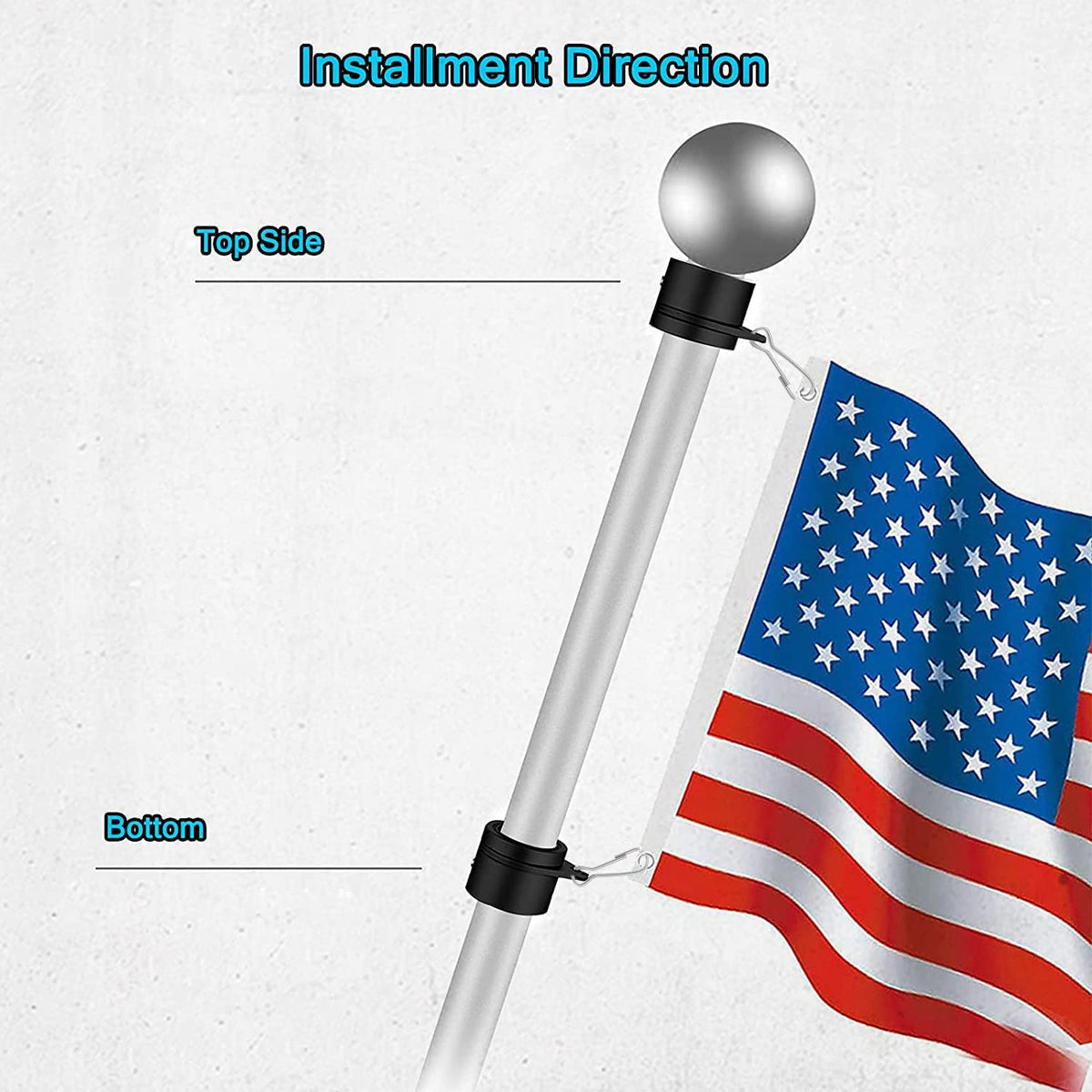 Aluminum Alloy 360° Rotating Flag Pole Rings with Carabiner, Pack of 2 R49342