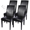Waterproof PU Leather Dining Chair Covers Set of 4 Black T9832