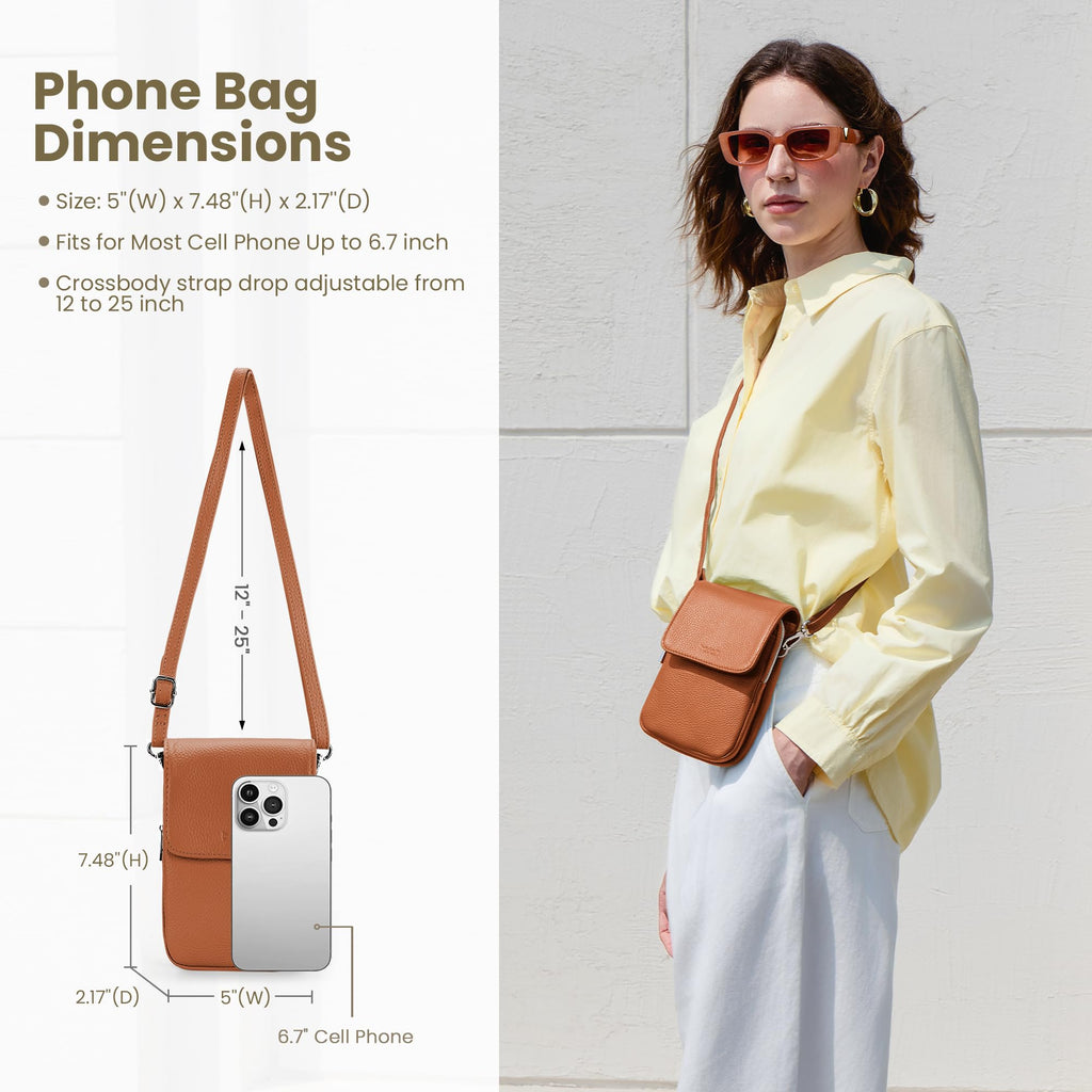 Genuine Leather Crossbody Bag with RFID Blocking Card Slots H7078