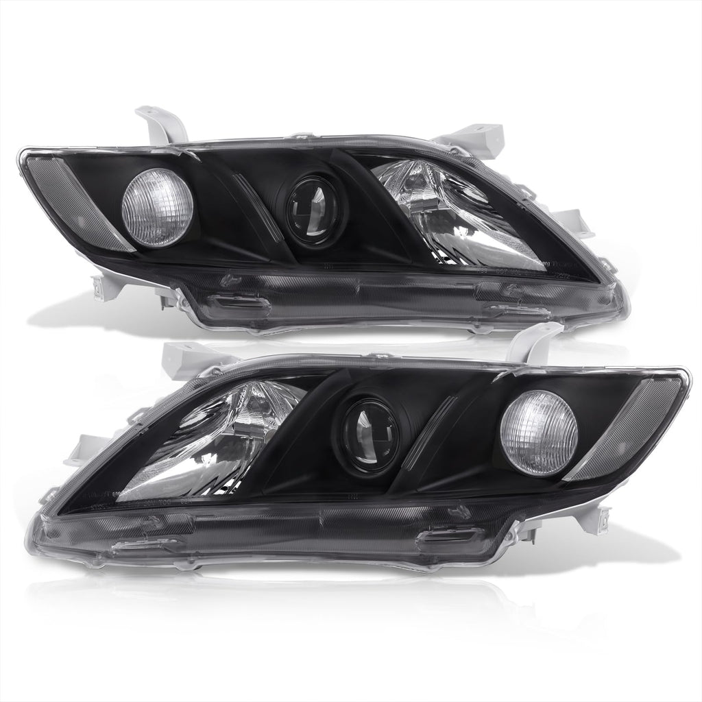 Black Clear Lens Projector Headlights Pair Set X8416