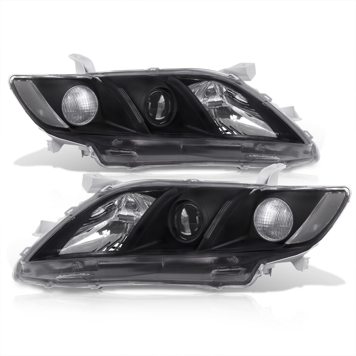 Black Clear Lens Projector Headlights Pair Set X8416