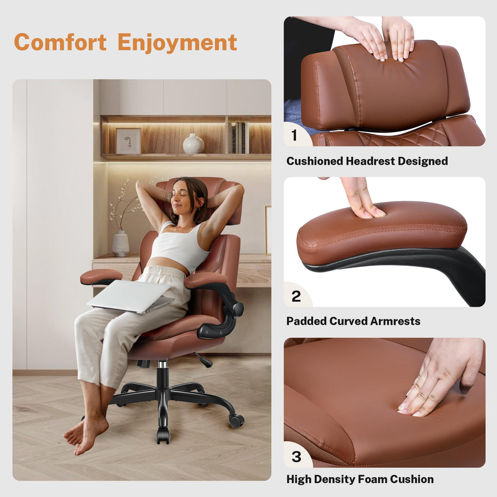 Leather Ergonomic Office Chair with Flip Up Arms E29702