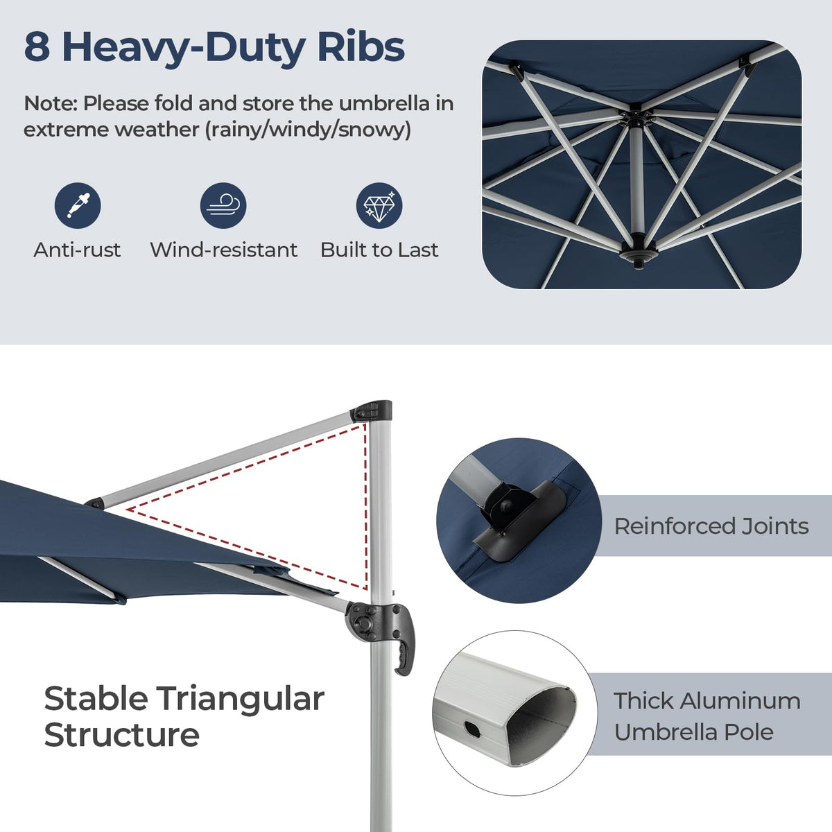 11 FT Cantilever Patio Umbrella with 360° Rotation X333559