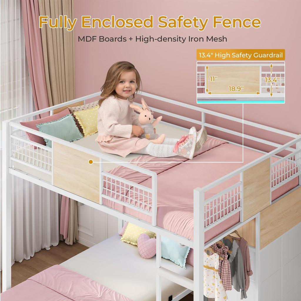 Full Over Twin Bunk Bed with 8 Storage Drawers D48150