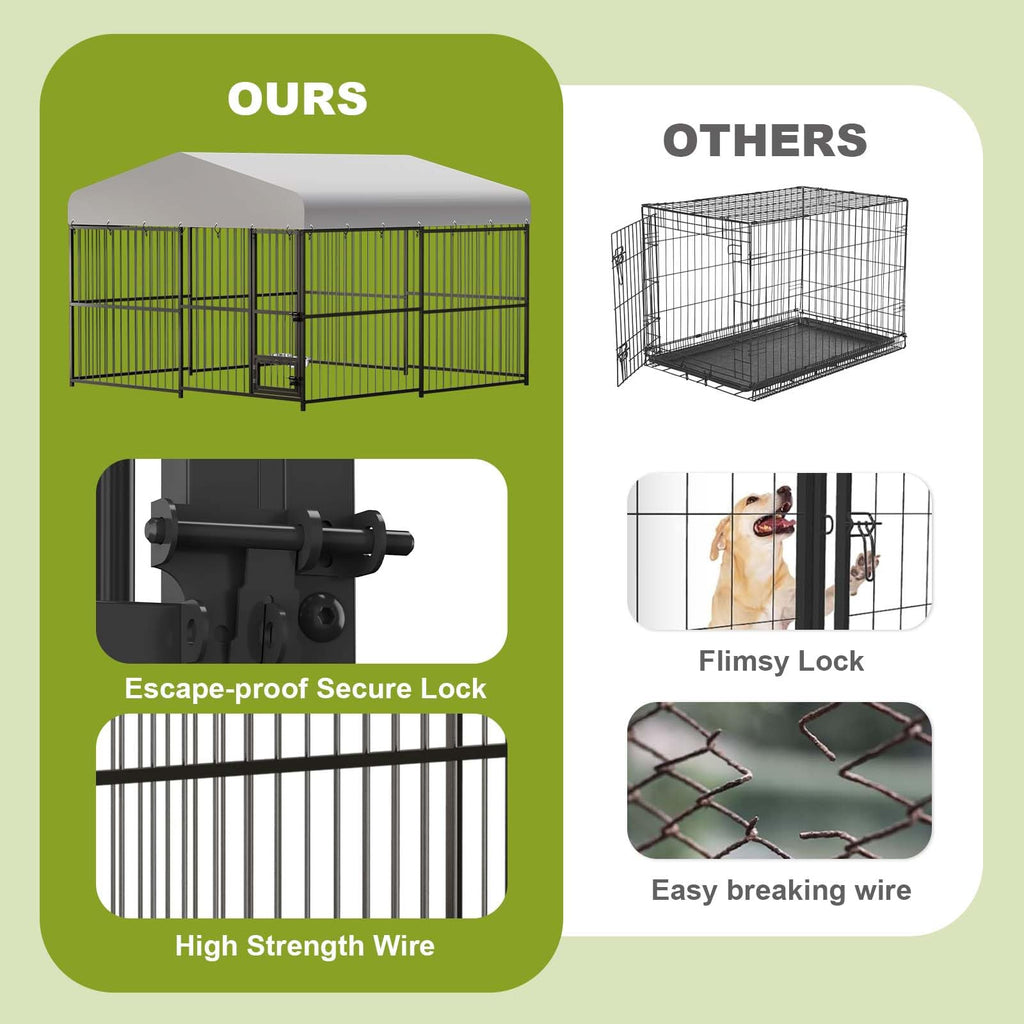 10x10x6 ft Heavy-Duty Outdoor Dog Kennel with Roof S836323