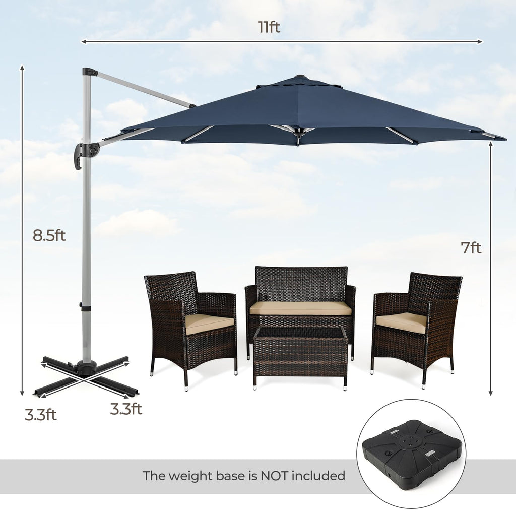 11 FT Cantilever Patio Umbrella with 360° Rotation X333559