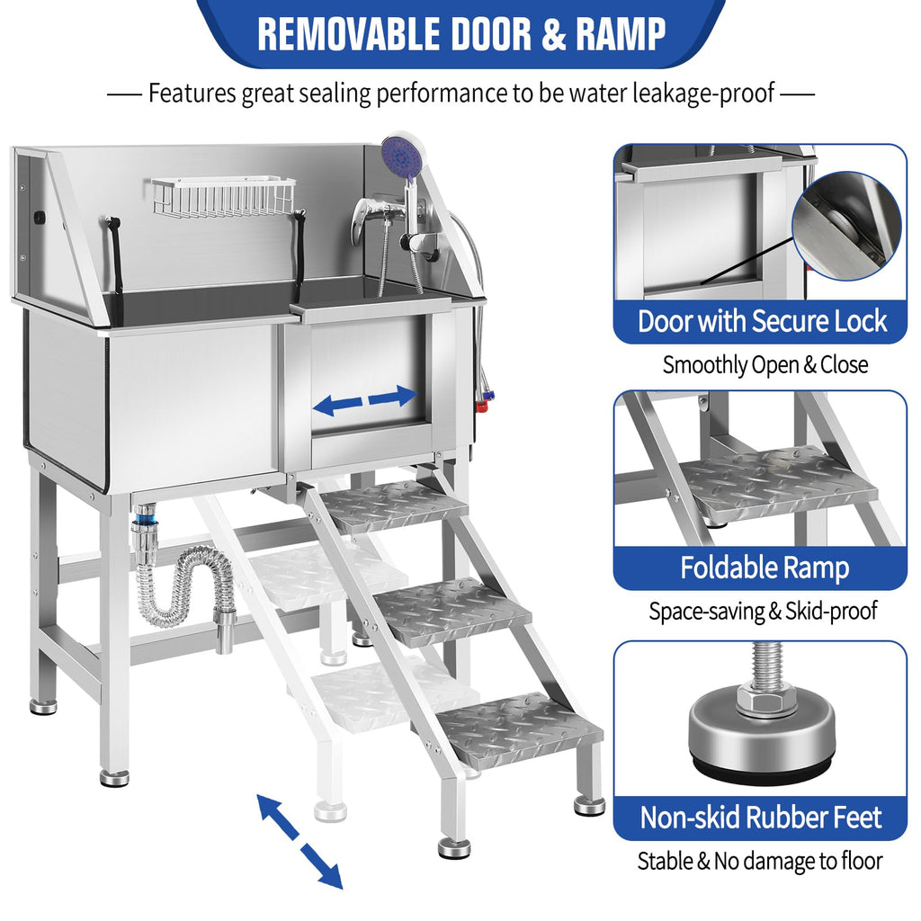 Stainless Steel Dog Washing Station with Stairs E779