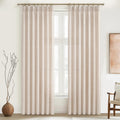 Light Filtering Semi Sheer Linen Curtains 96 Inches 2 Panels Set U55226