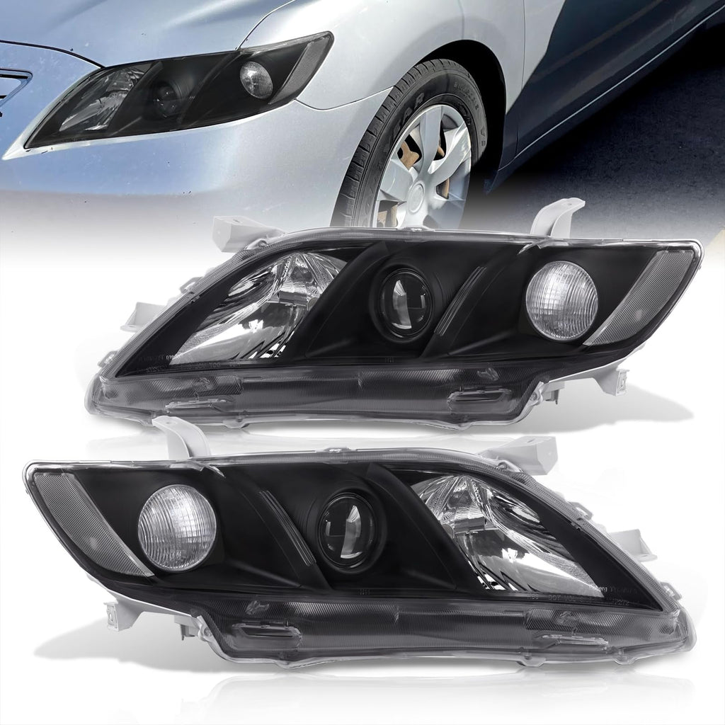 Black Clear Lens Projector Headlights Pair Set X8416
