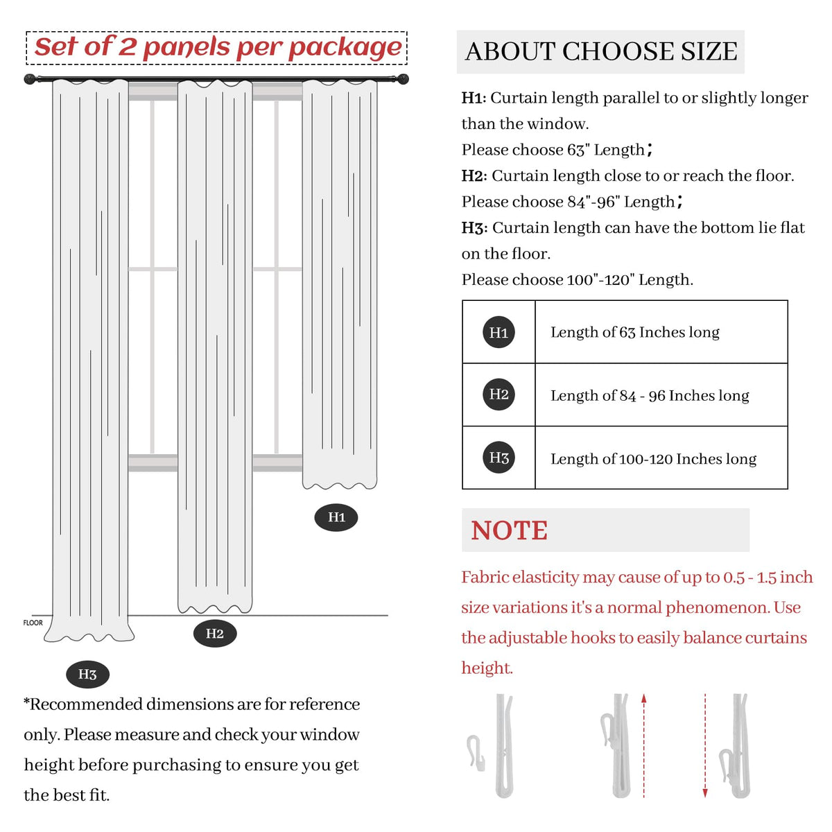 Light Filtering Semi Sheer Linen Curtains 96 Inches 2 Panels Set U55226