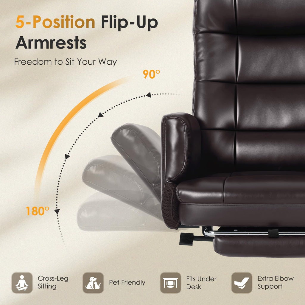 Big and Tall Ergonomic Office Chair with Foot Rest, Brown U3631