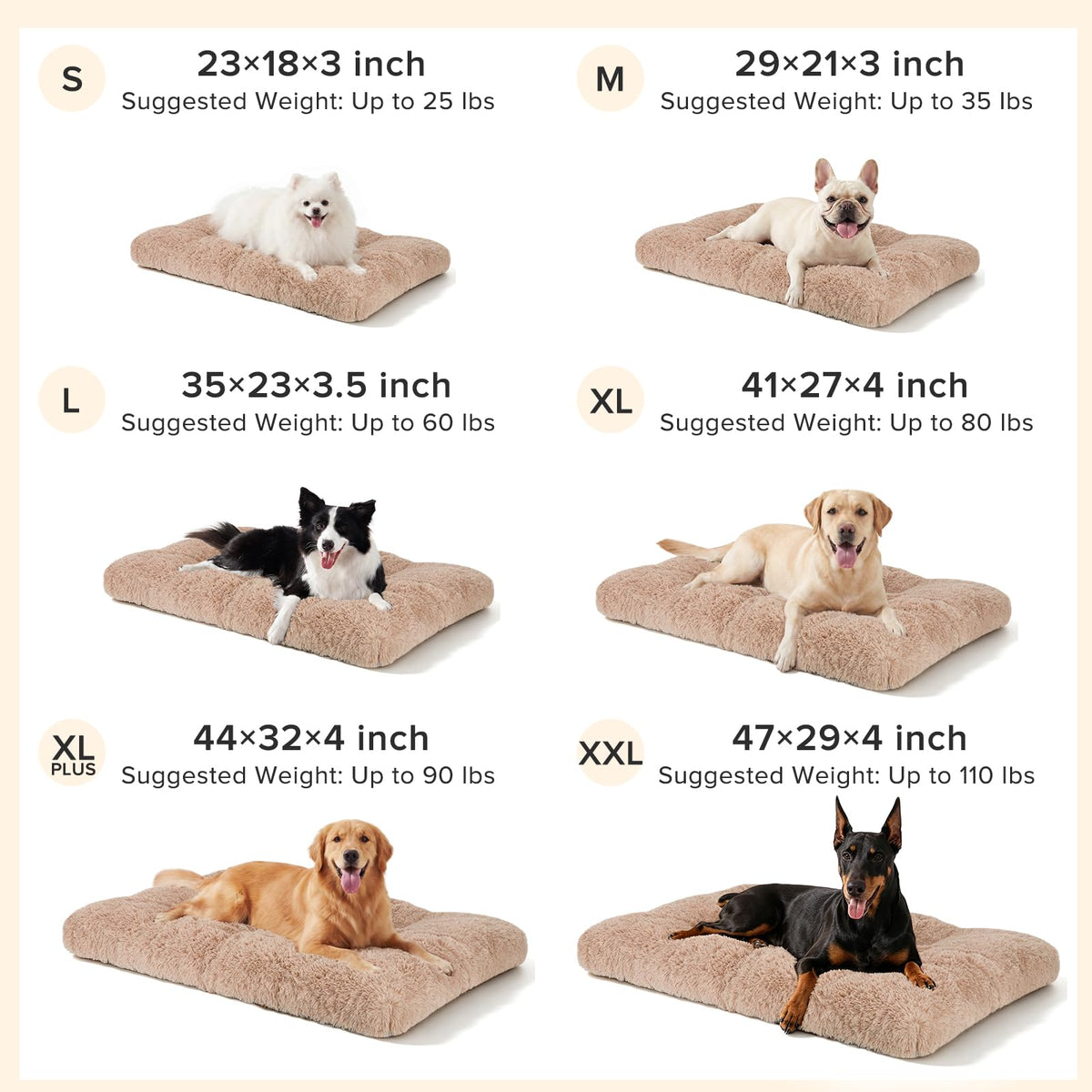 Large Washable Plush Dog Bed Crate Pad Y876