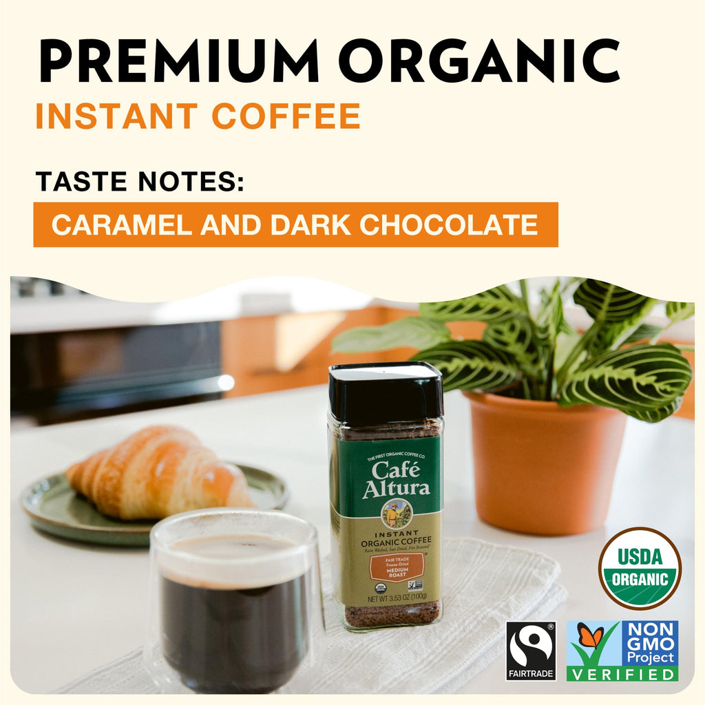 Organic Medium Roast Instant Coffee 3.53 Oz Pack of 2 B34560