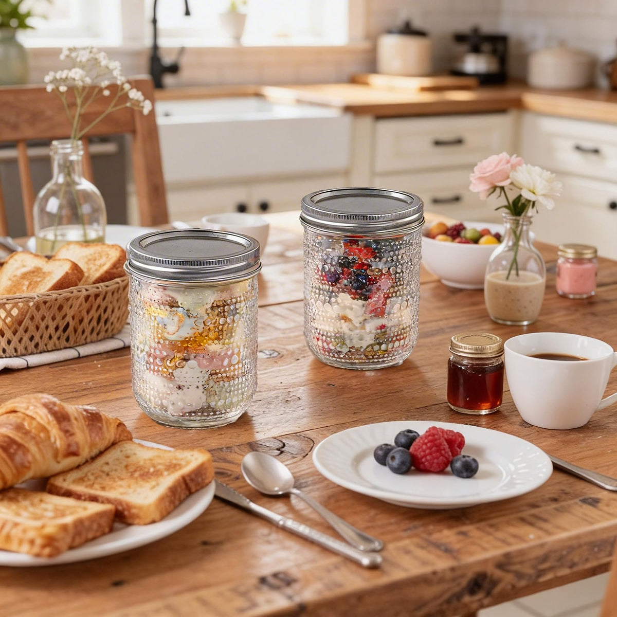 6-Pack 16 oz Wide Mouth Glass Mason Jars with Lids T373765