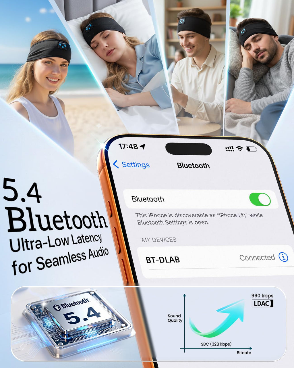 Bluetooth Sleep Headphones with Ultra-Thin Stereo Speakers T87158