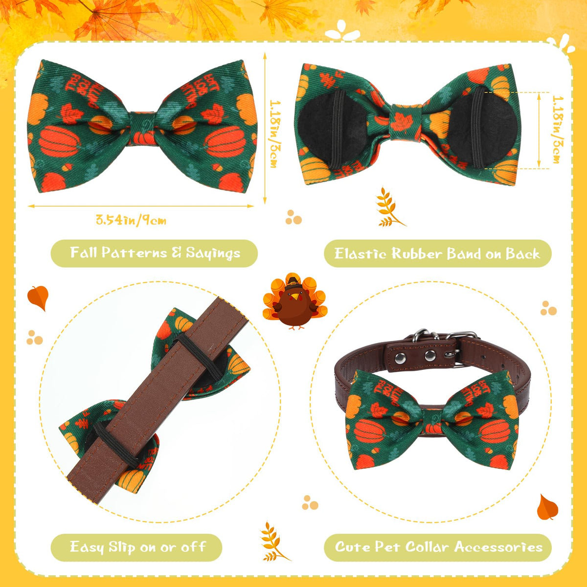 60 Pcs Dog Collar Bow Ties E566904