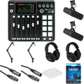 2 Person Podcasting Bundle with Dynamic Microphones, Headphones, XLR Cables, SD Card, Boom Arms, and Dust Cover T91378